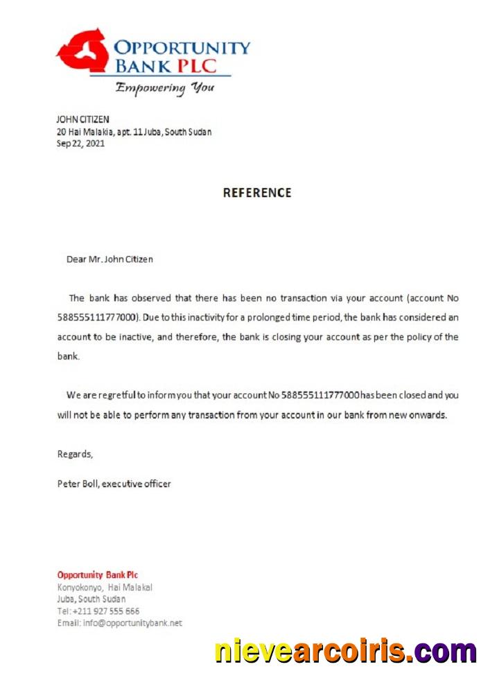 South Sudan Opportunity bank closure reference